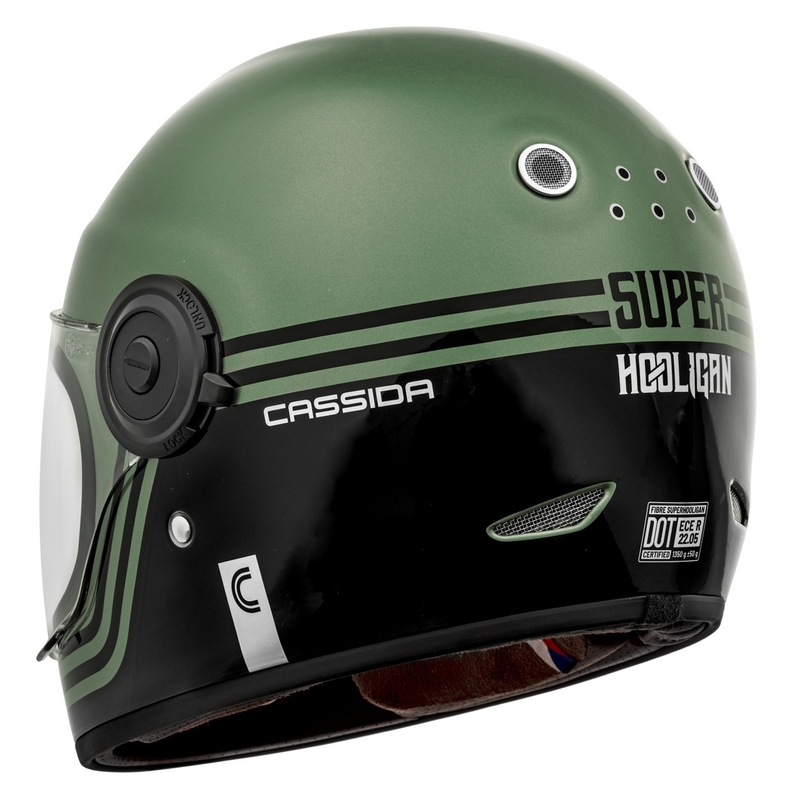 Cassida Fibre Super Hooligan sort-grøn integreret motorcykelhjelm udsalg