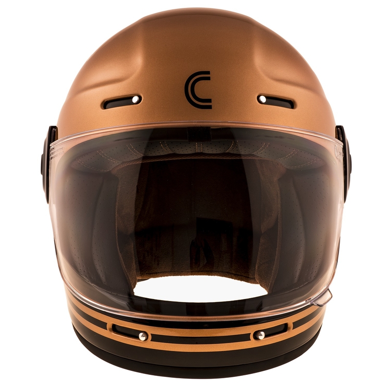 Cassida Fibre Super Hooligan integreret motorcykelhjelm sort og kobber udsalg