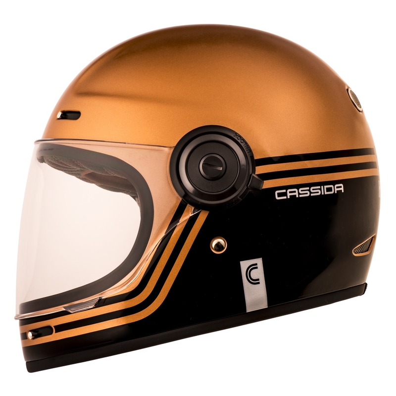 Cassida Fibre Super Hooligan integreret motorcykelhjelm sort og kobber udsalg