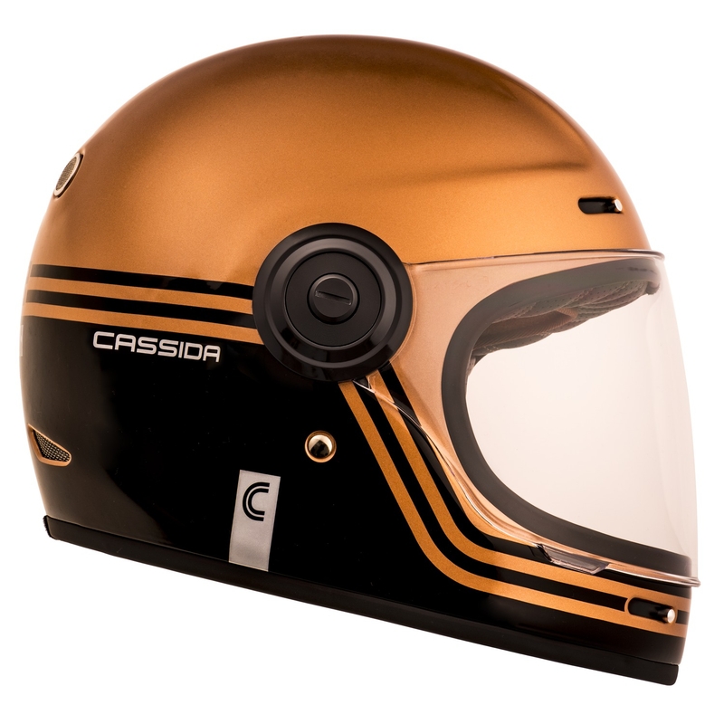 Cassida Fibre Super Hooligan integreret motorcykelhjelm sort og kobber udsalg