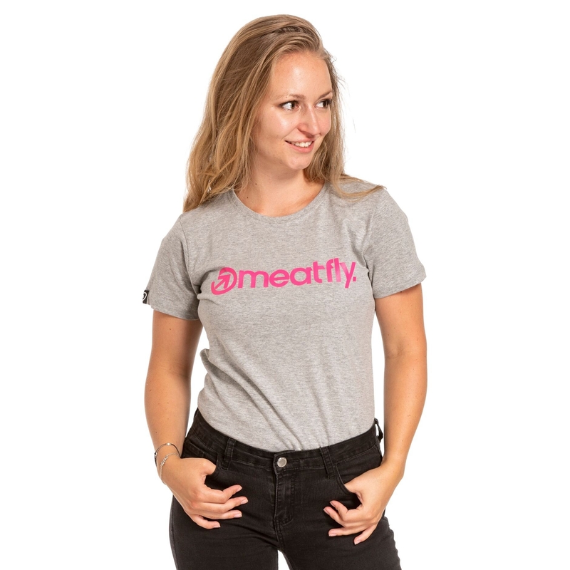 Dame-T-shirt Meatfly Ladies MF Logo grå udsalg