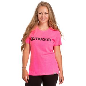 T-shirt til kvinder Meatfly Ladies MF Logo neon pink udsalg