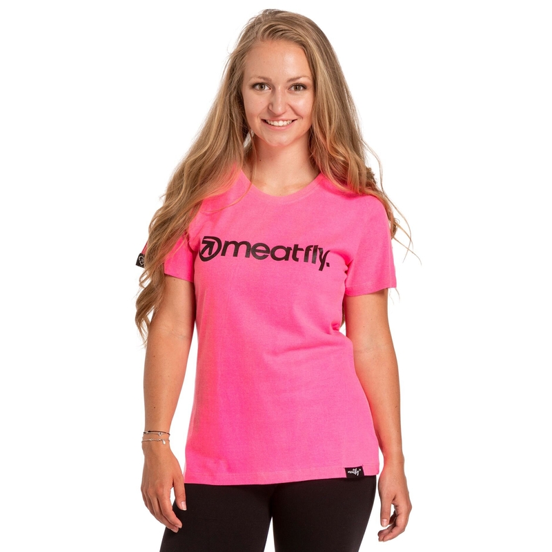 T-shirt til kvinder Meatfly Ladies MF Logo neon pink udsalg
