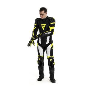 Rebelhorn Rebel Black-White-Fluo Yellow Motorcycle Coverall udsalg