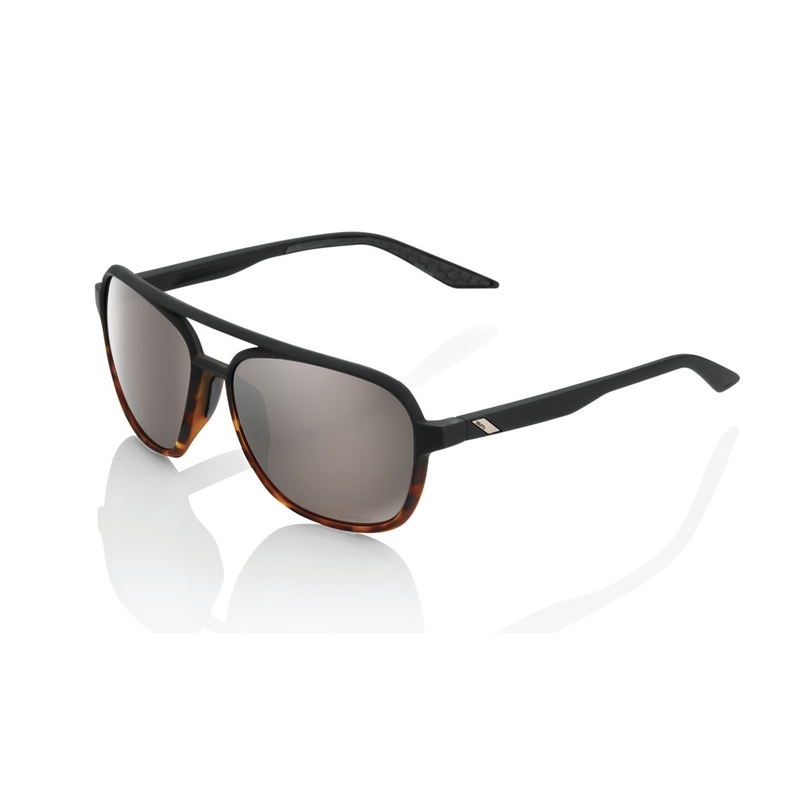 Solbriller 100% KASIA Soft Tact Black/Havana sort/brun (HIPER sølvglas)
