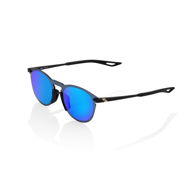 Solbriller 100% LEGERE ROUND Soft Tact Black (blå kromglas)