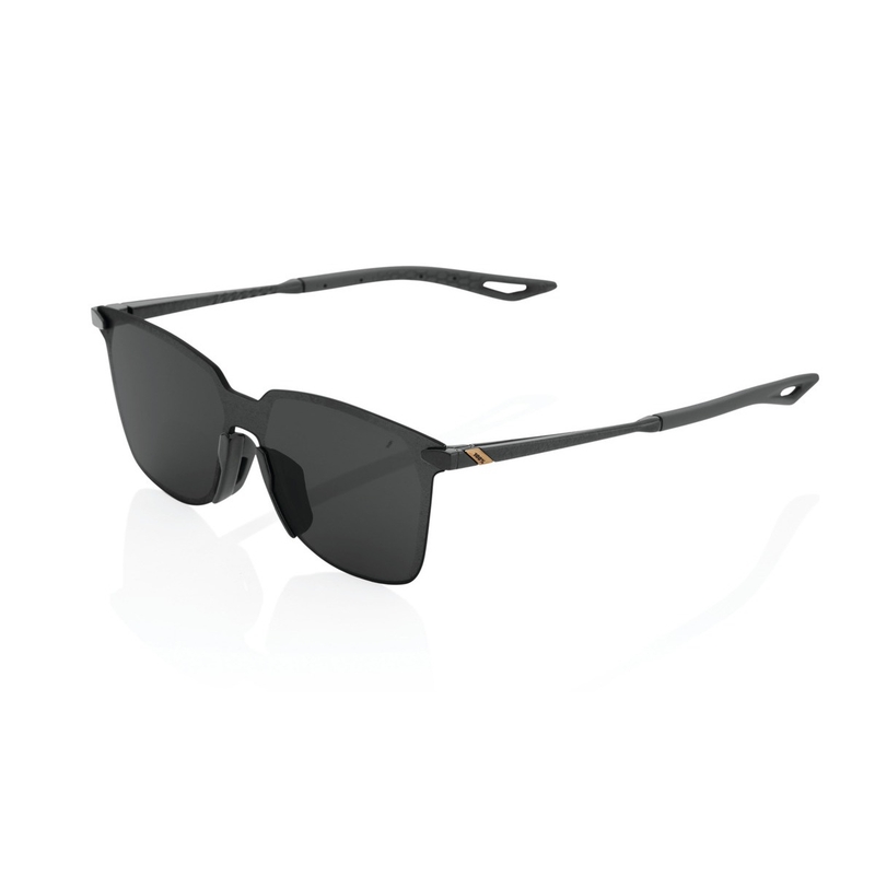 100% LEGERE SQUARE Polished Black Solbriller (røgfarvede glas)