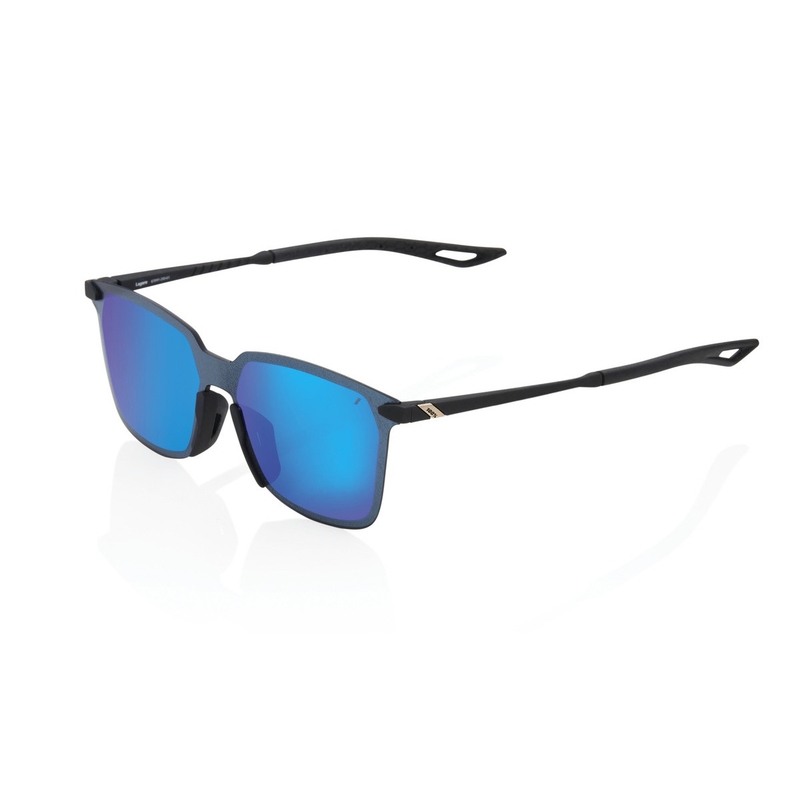 100% LEGERE SQUARE Soft Tact Black solbriller (blå kromglas)
