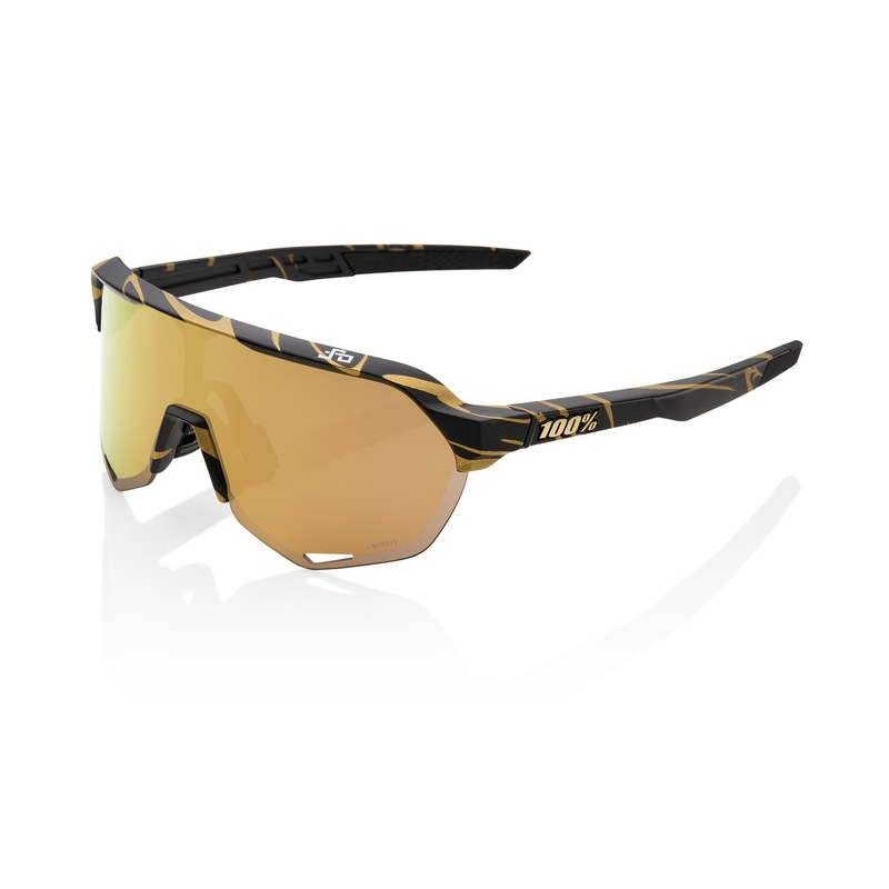 Solbriller 100% S2 Peter Sagan LE Metallic Golg Flake sort-guld (HIPER guldglas)