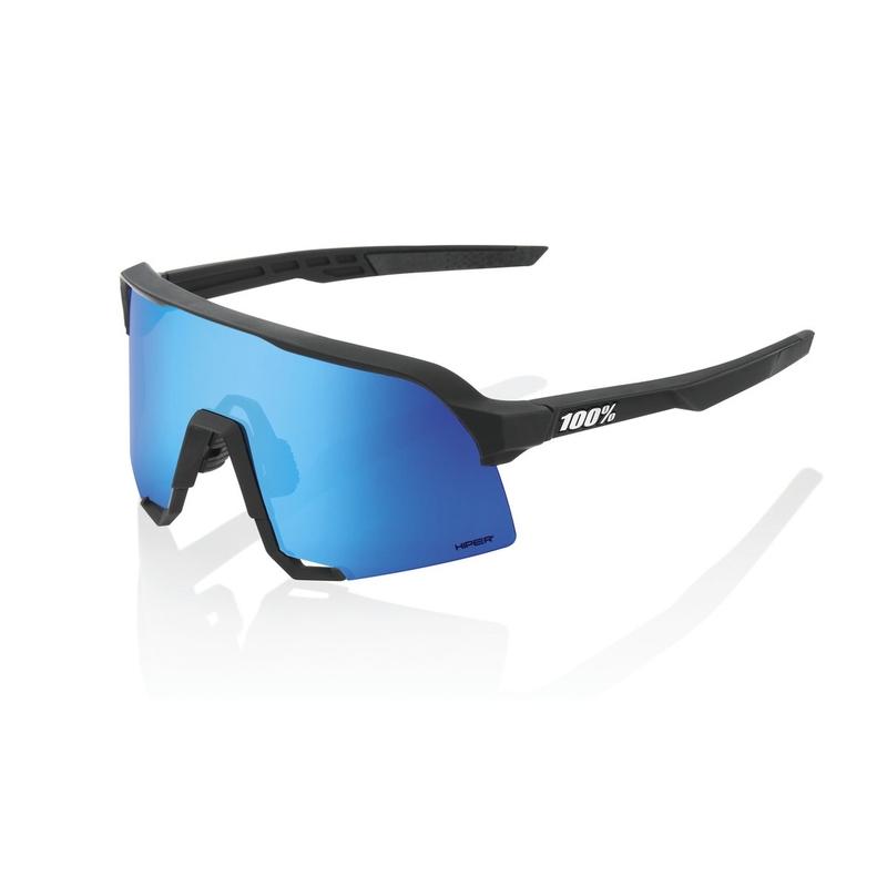 Solbriller 100% S3 Matte Black sort (HIPER blå glas)
