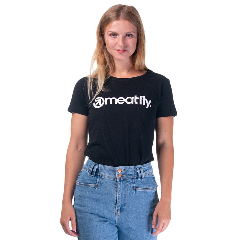 Dame-T-shirt Meatfly Ladies MF Logo sort udsalg