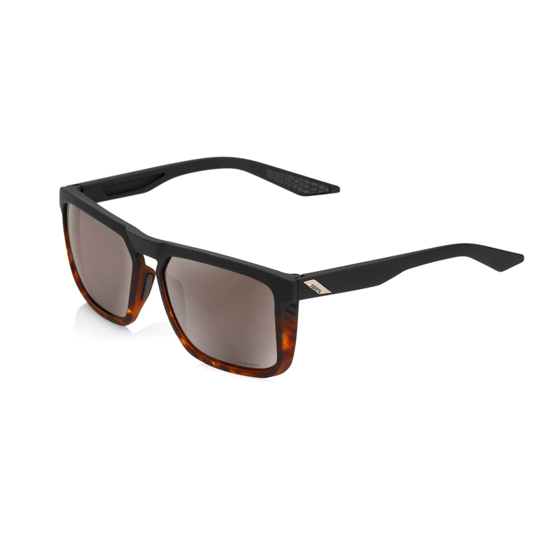 Solbriller 100% RENSHAW sortbrune (sølvfarvede glas)