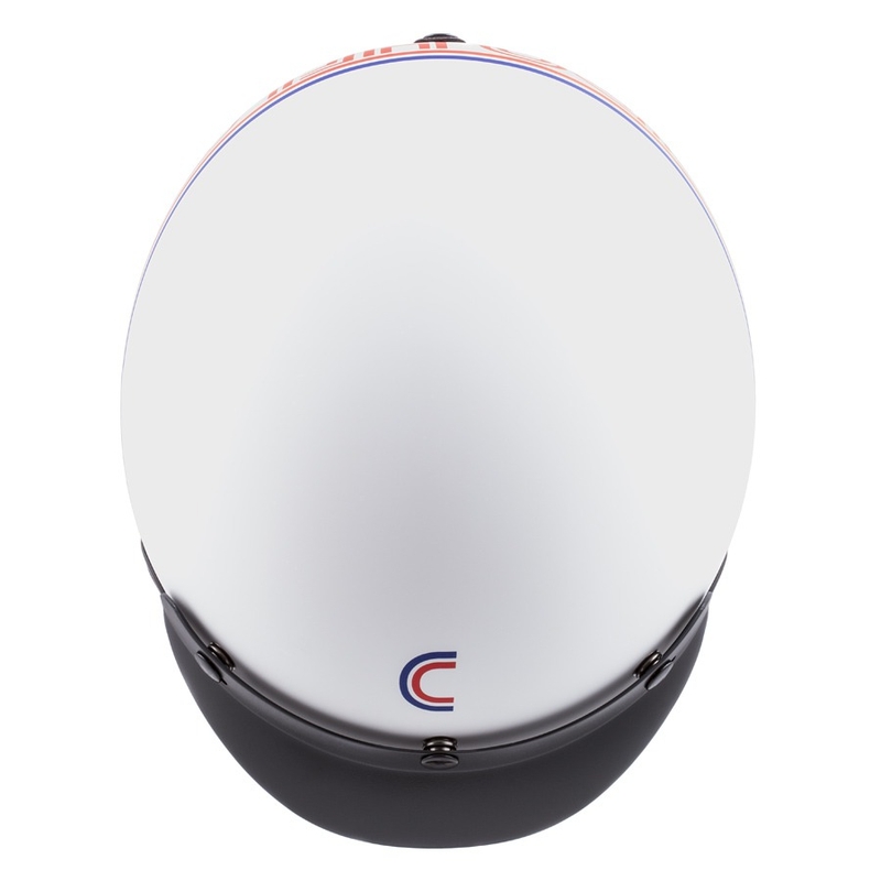 Otevřená přilba na motorku Cassida Oxygen Rondo perleťovo bílá-modro-červeno-černá