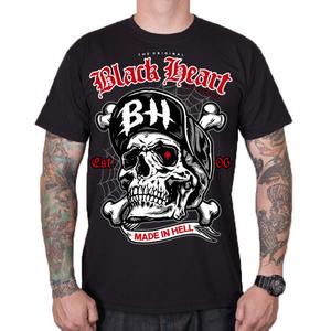 T-shirt til mænd Sort Heart Skull Bones sort udsalg