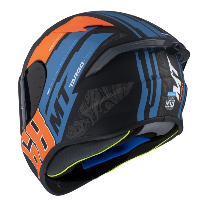 Integrální přilba na motorku MT FF106 Pro Targo Pro Welcome D4 černo-modro-oranžová