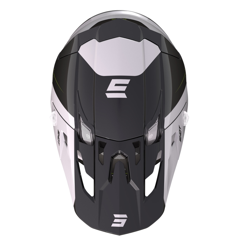 Motocrosshjelm Shot Core Fast sort-hvid-fluogul udsalg