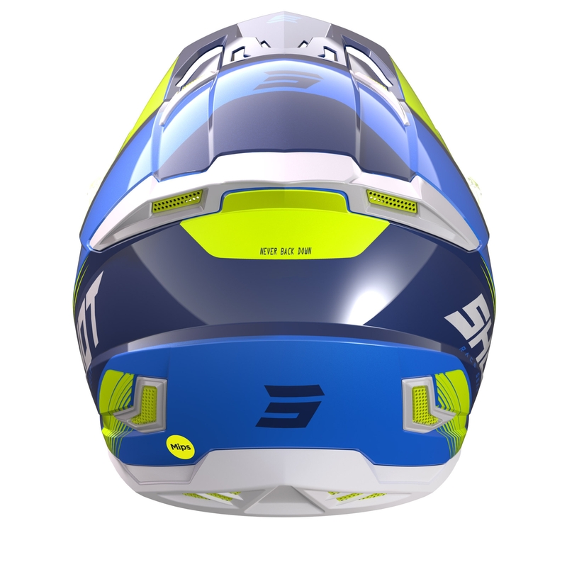Motocrosshjelm Shot Core Fast blå-hvid-fluogul udsalg