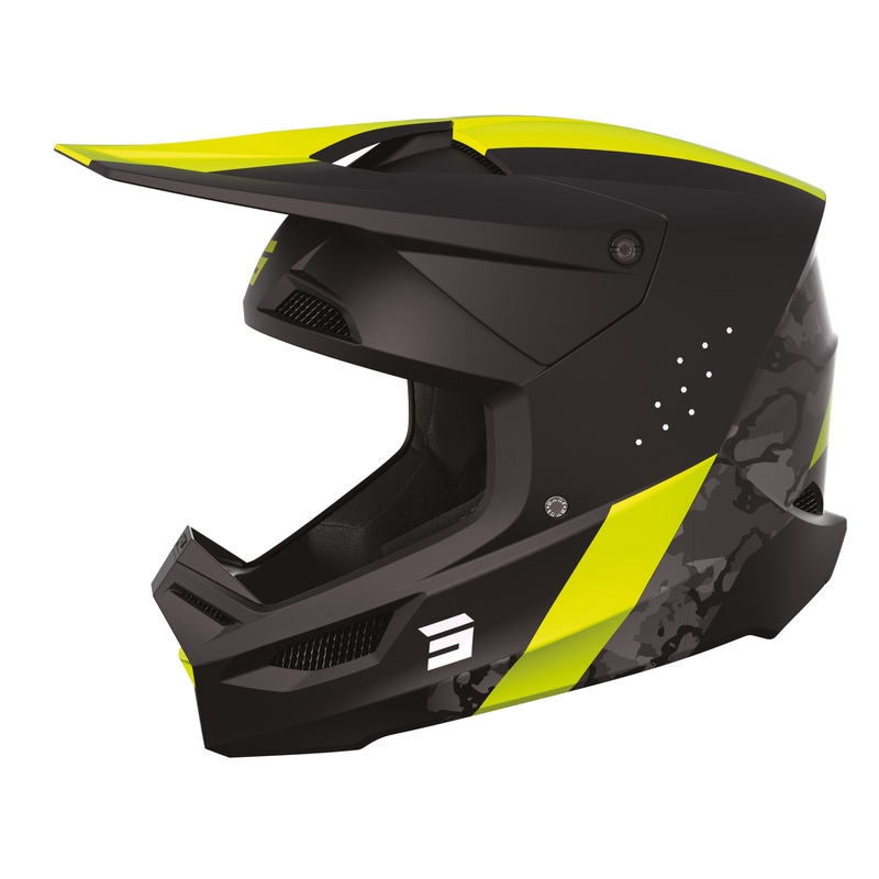 Motocrosshjelm Shot Race Camo sort-grå-fluogul udsalg