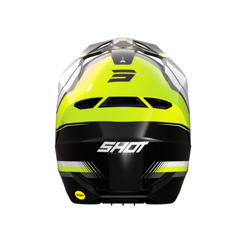 Motocrosshjelm Shot Race Tracer hvid-sort-fluogul udsalg