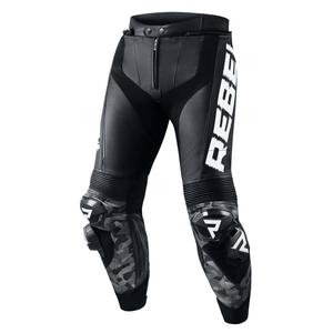 Rebelhorn Rebel sorte og hvide motorcykelbukser udsalg