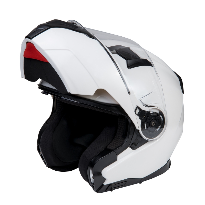 Ozone Flip Up motorcykelhjelm Storm White Gloss udsalg