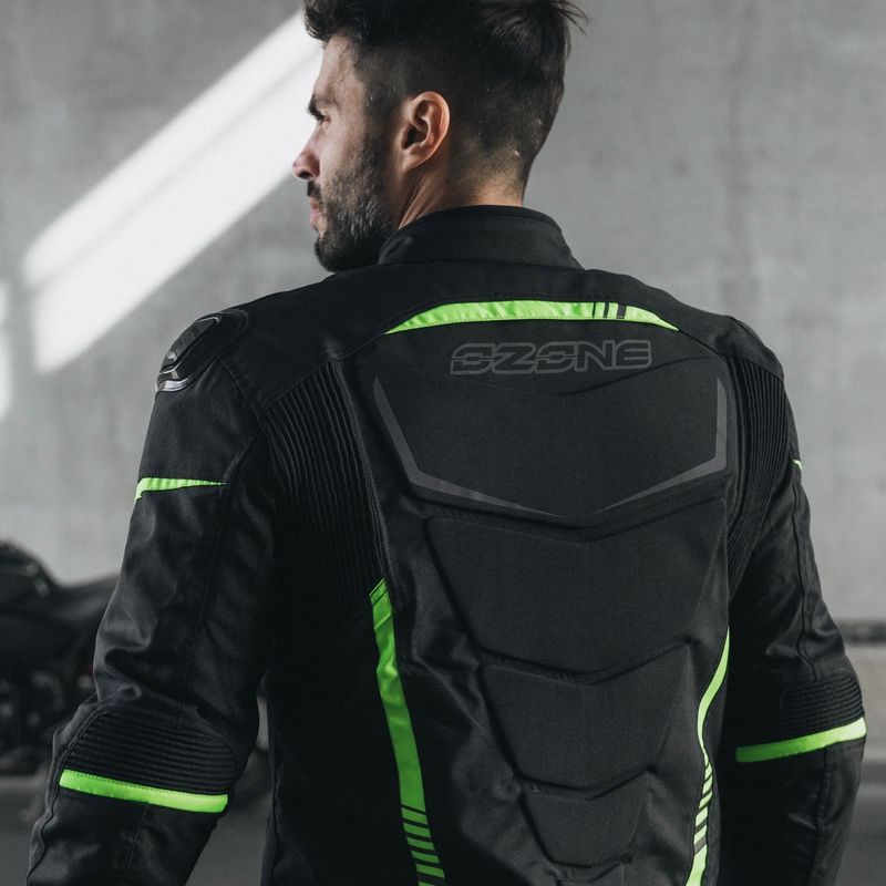 Ozone Pulse sort-fluogul motorcykeljakke