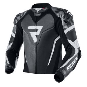 Rebelhorn Rebel sort og hvid motorcykeljakke udsalg