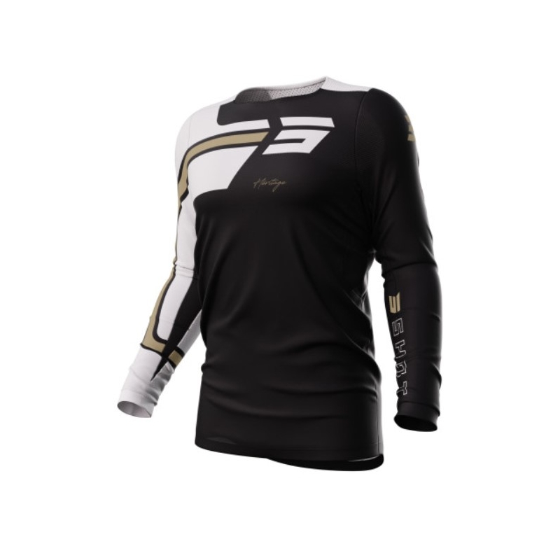 Motocrosstrøje Shot Contact Heritage brun-hvid-sort udsalg