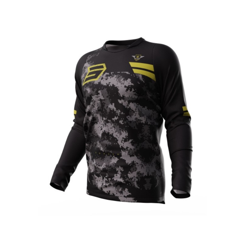 Motocross-trøje Shot Devo Army sort-grå-guld udsalg