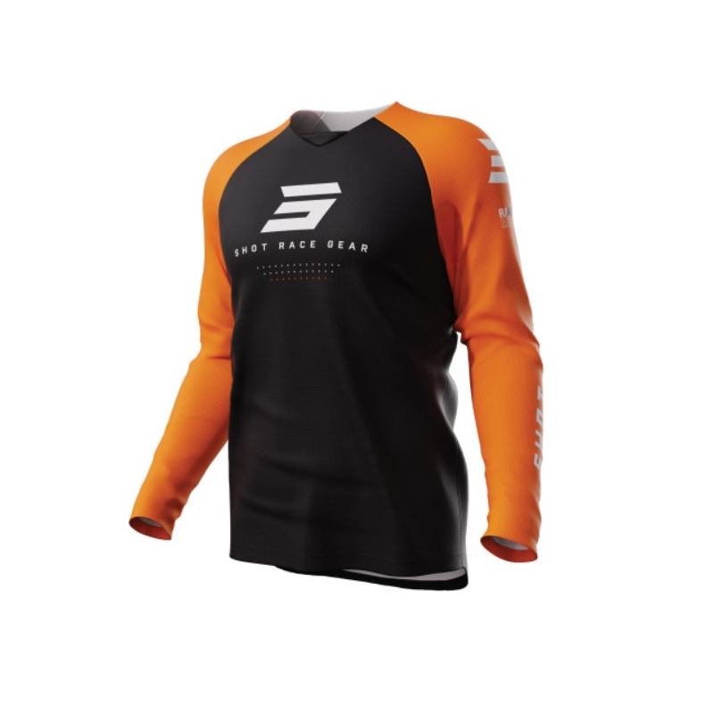 Motocrosstrøje Shot Raw Escape sort-orange udsalg