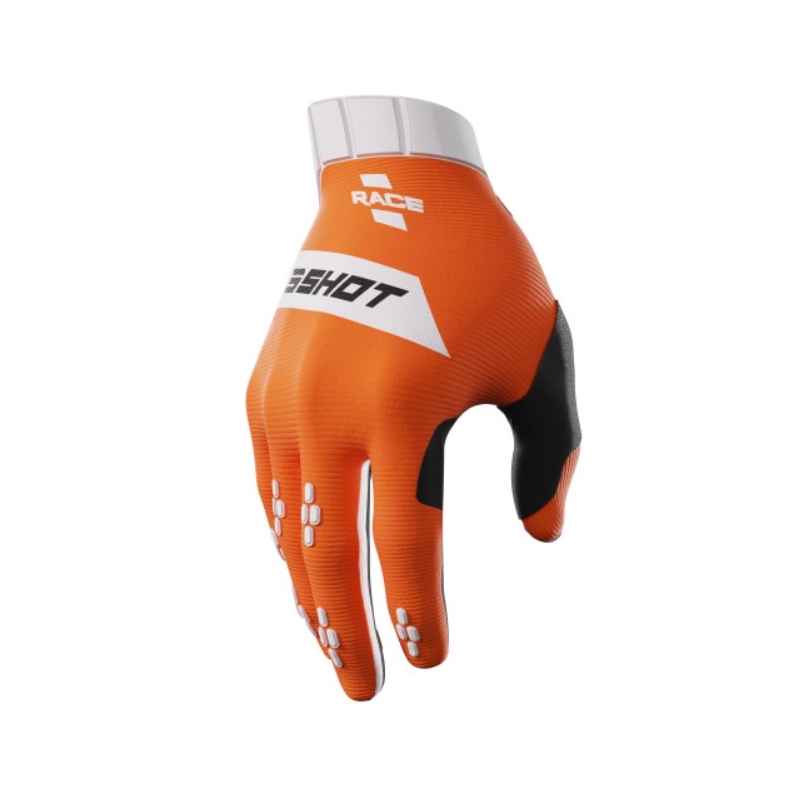 Motocross-handsker Shot Race hvid-orange