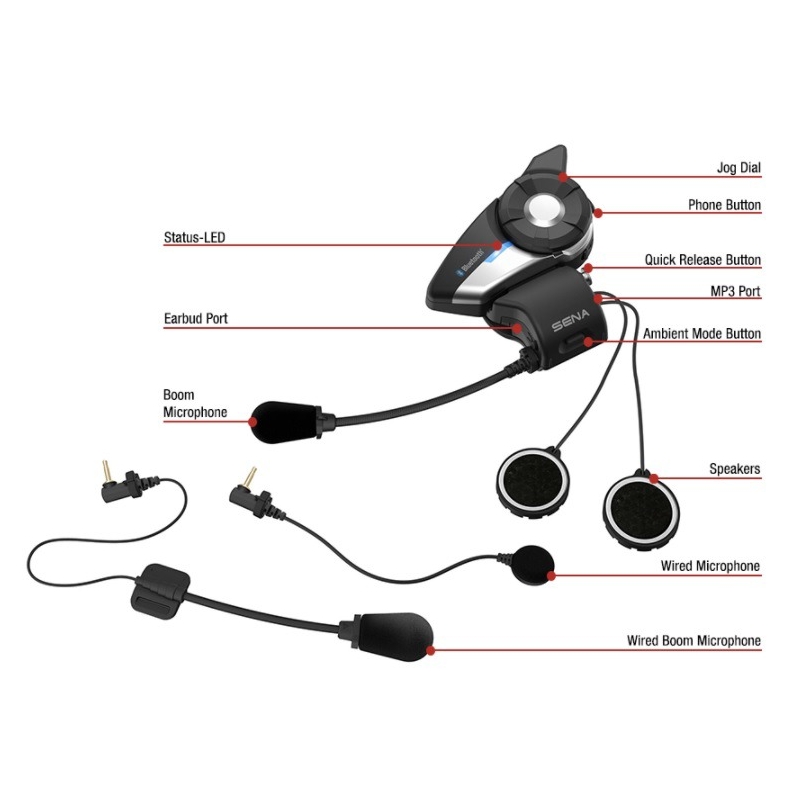 Sæt med 2 stk. bluetooth-håndfri headset SENA 20S EVO