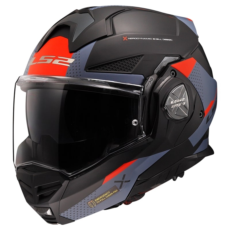 LS2 FF901 Advant X Oblivion sort-blå-rød flip-up motorcykelhjelm