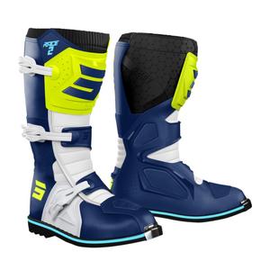 Shot Race 2 blå-hvid-fluogule motorcykelstøvler