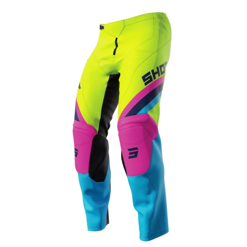 Shot Raw Kid Tracer Pink-Blue-Fluo Yellow Motocross-bukser til børn udsalg