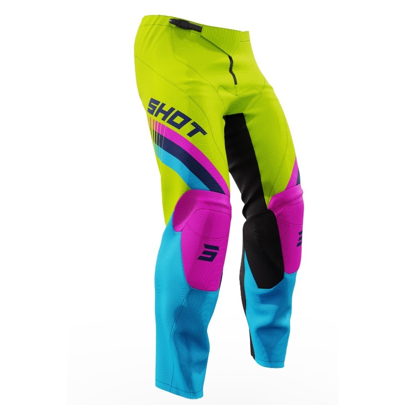 Shot Raw Kid Tracer Pink-Blue-Fluo Yellow Motocross-bukser til børn udsalg