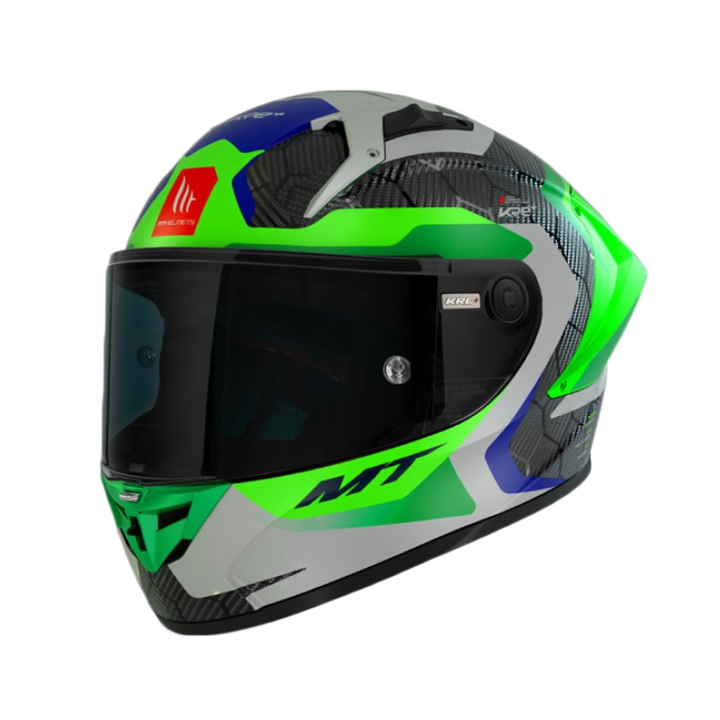 Integrální přilba na motorku MT KRE+ Carbon Powerful šedo-zelená