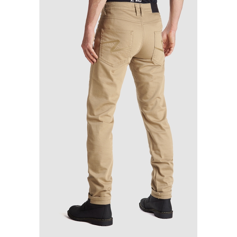 Motorcykeljeans PANDO MOTO Robby Slim beige udsalg