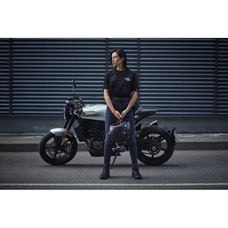 Motorcykeljeans til kvinder PANDO MOTO Kusari Cor 02 blå udsalg