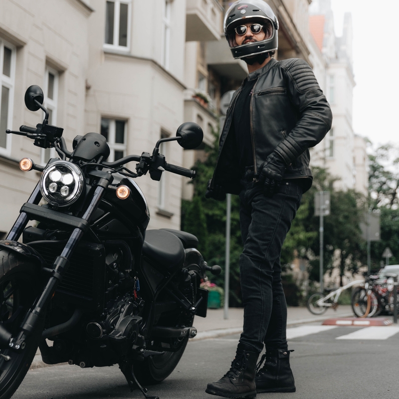 Motorcykeljeans Rebelhorn Nomad TP vasket sort udsalg