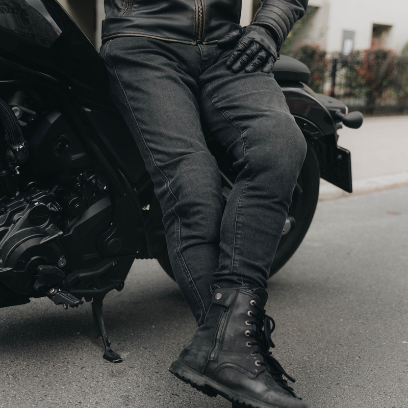 Motorcykeljeans Rebelhorn Nomad TP vasket sort udsalg
