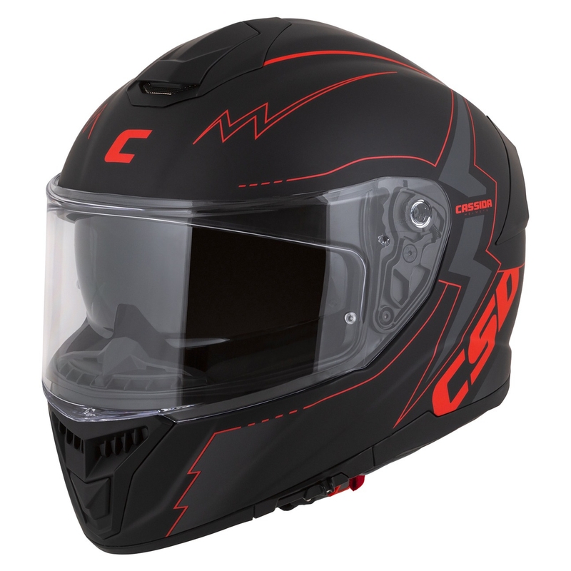 Cassida Integral GT 2.1 Flash sort-rød-grå motorcykelhjelm