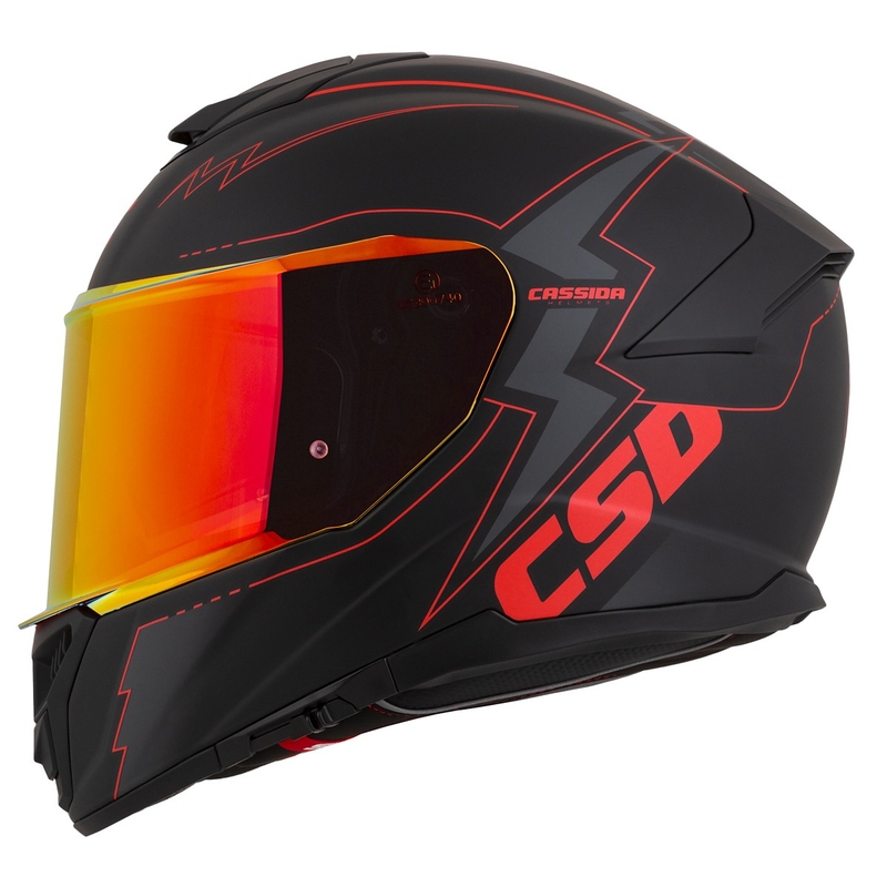 Cassida Integral GT 2.1 Flash sort-rød-grå motorcykelhjelm