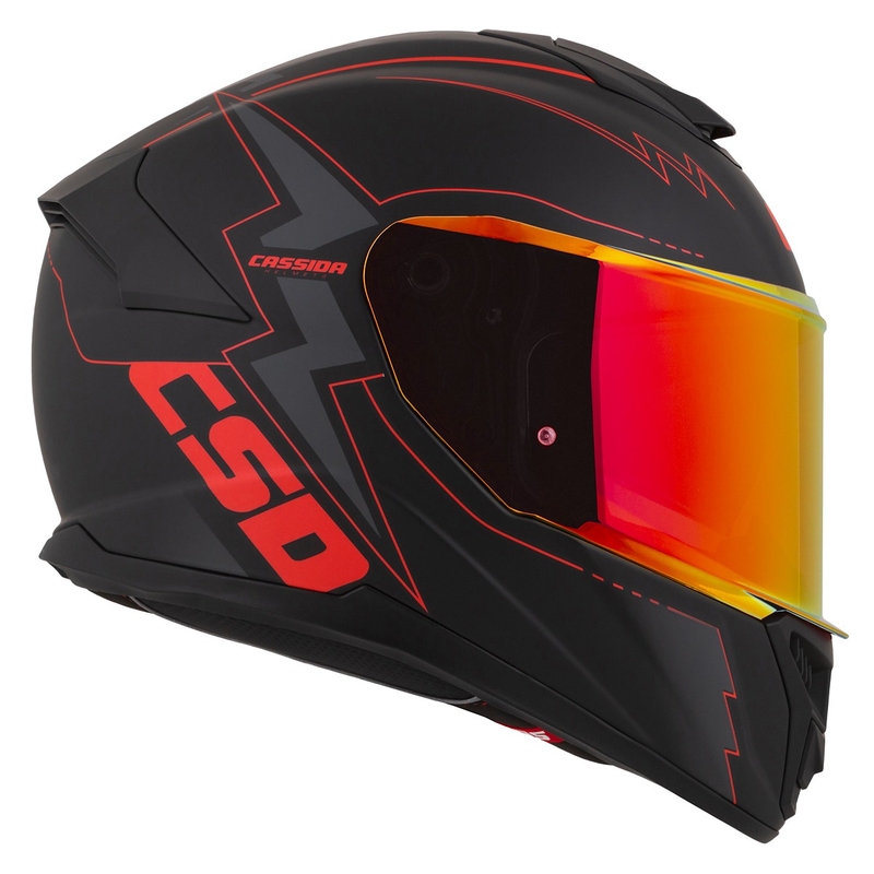 Cassida Integral GT 2.1 Flash sort-rød-grå motorcykelhjelm
