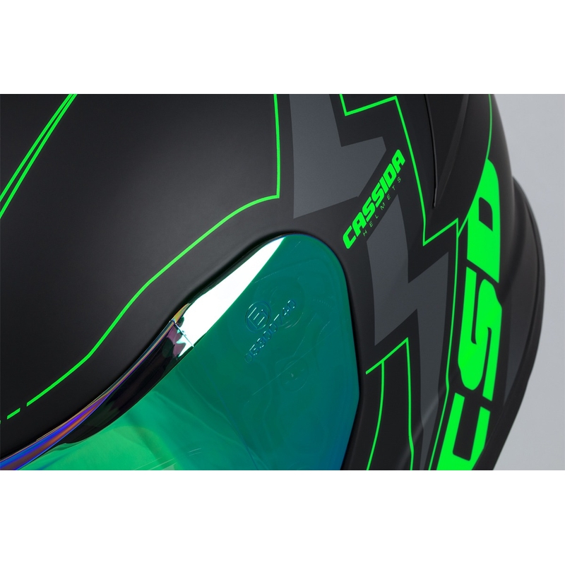 Integral motorcykelhjelm Cassida Integral GT 2.1 Flash sort-fluogrøn-grå