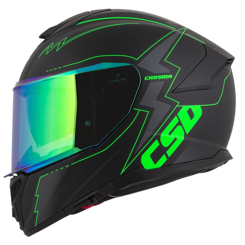 Integral motorcykelhjelm Cassida Integral GT 2.1 Flash sort-fluogrøn-grå