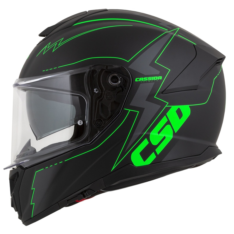 Integral motorcykelhjelm Cassida Integral GT 2.1 Flash sort-fluogrøn-grå