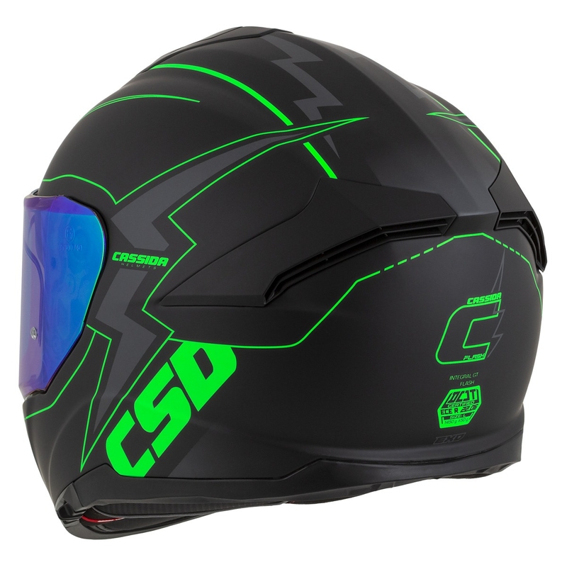 Integral motorcykelhjelm Cassida Integral GT 2.1 Flash sort-fluogrøn-grå