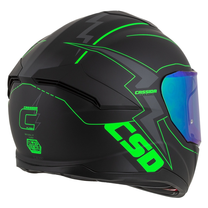 Integral motorcykelhjelm Cassida Integral GT 2.1 Flash sort-fluogrøn-grå