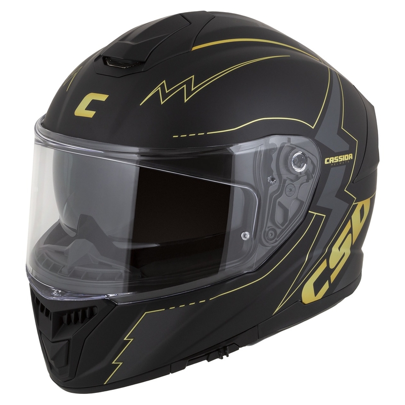 Cassida Integral GT 2.1 Flash sort-guld-grå motorcykelhjelm